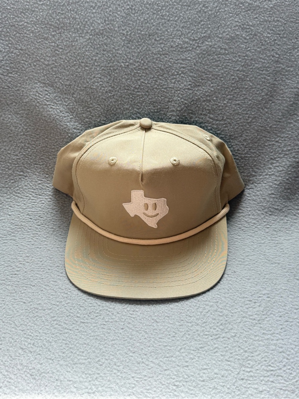Críquet Tan Rope-Detail Snapback Hat with Texas Smile Patch